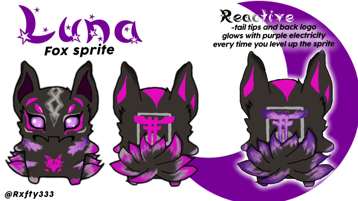 Rxfty333's tweet photo. #DesignASprite 

Luna 🌙

🌸The Fox Sprite 🌸

Ability: To temporarily mark nearby enemies, sprite chest, sprites and chests (also marks new sprites that you might be missing in your collection) 

(More info about Luna below with proof of drawing and what I used to make the text) https://t.co/PEUQ2kXKKo