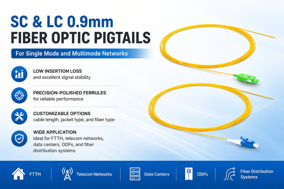 Crystal970225's tweet photo. 🔥SC & LC 0.9mm Fiber Optic Pigtails
📩 Crystal@holightoptic.com
🌐 https://t.co/Z2dsLEjfqT
#FiberOptic #FiberPigtail #SCPigtail #LCPigtail #FTTH #Telecom #OpticalFiber #FiberNetwork #FiberCable #FiberSplicing #Broadband #DataCenter #FiberDistribution #NetworkInfrastructure https://t.co/KRm0vBk37d