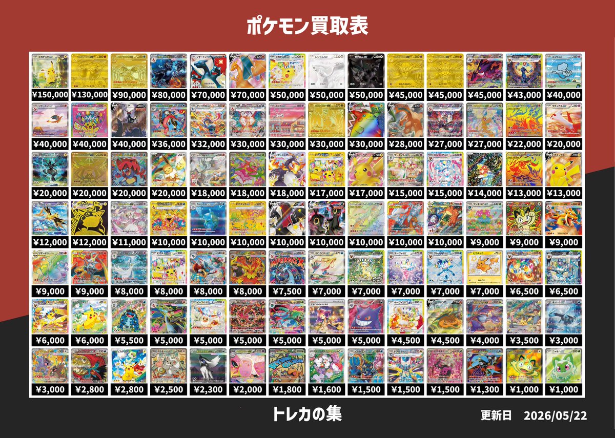 torekano's tweet photo. ポケモンカード✨買取表☆ #トレカの集 #本厚木 #ポケモンカード #買取 #アビスアイ https://t.co/VtsQat10f5