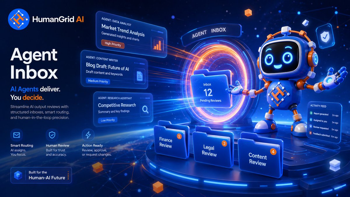 humangridHGAI's tweet photo. AI agents need a new kind of inbox. 📥

⛔️Not emails.
⛔️Not DMs.

But tasks waiting for human confirmation, correction, or context.👀👀

That’s the grid HumanGrid AI is building.

#HUMANGRIDAI #AIAgents #AIInfra https://t.co/nJDzYaW8AO
