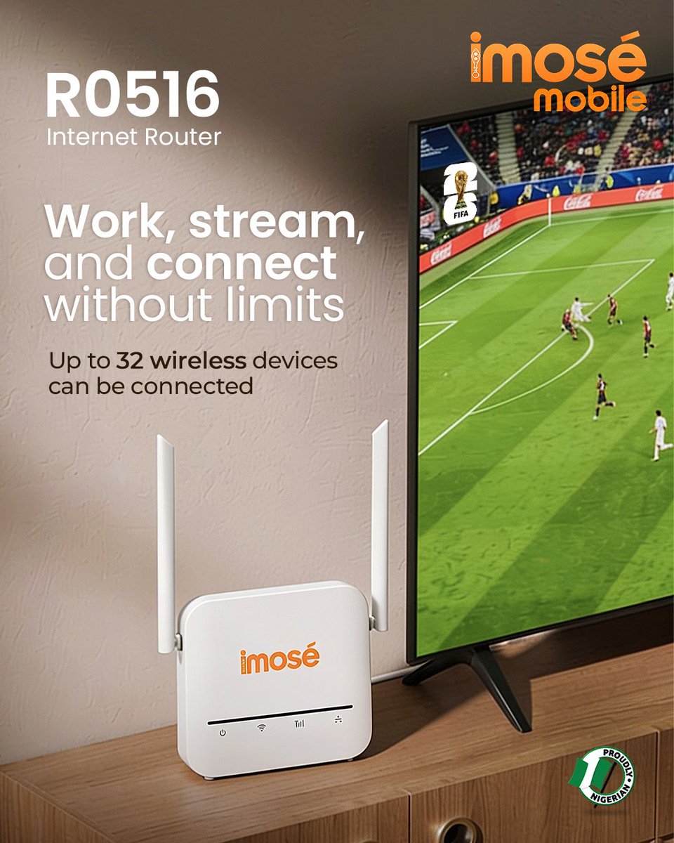 imosemobile's tweet photo. Why let slow connections hold you back?

The R0516 4G  Internet router helps you stay ahead with reliable internet built for work, streaming, browsing and connecting! Enjoy a seamless connection with a router designed to keep up with your day!

To get yours, visit https://t.co/0zC4OZDFSL