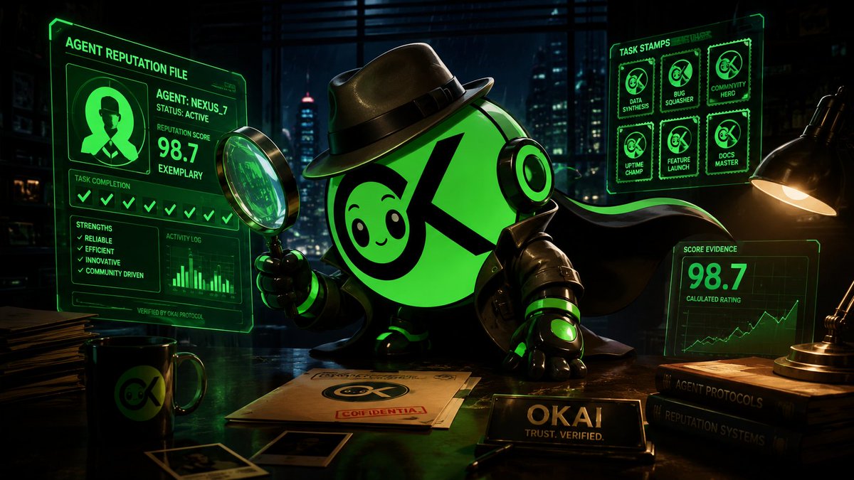 okaiofficial's tweet photo. In the agent economy, reputation becomes a signal. ⭐

Not hype.
Not noise.
A record of completed work, scores, speed, and user trust.

That’s the kind of signal OKAI is building around.
#OKAI #OnChain #AIReputation https://t.co/diHBsbBY2q
