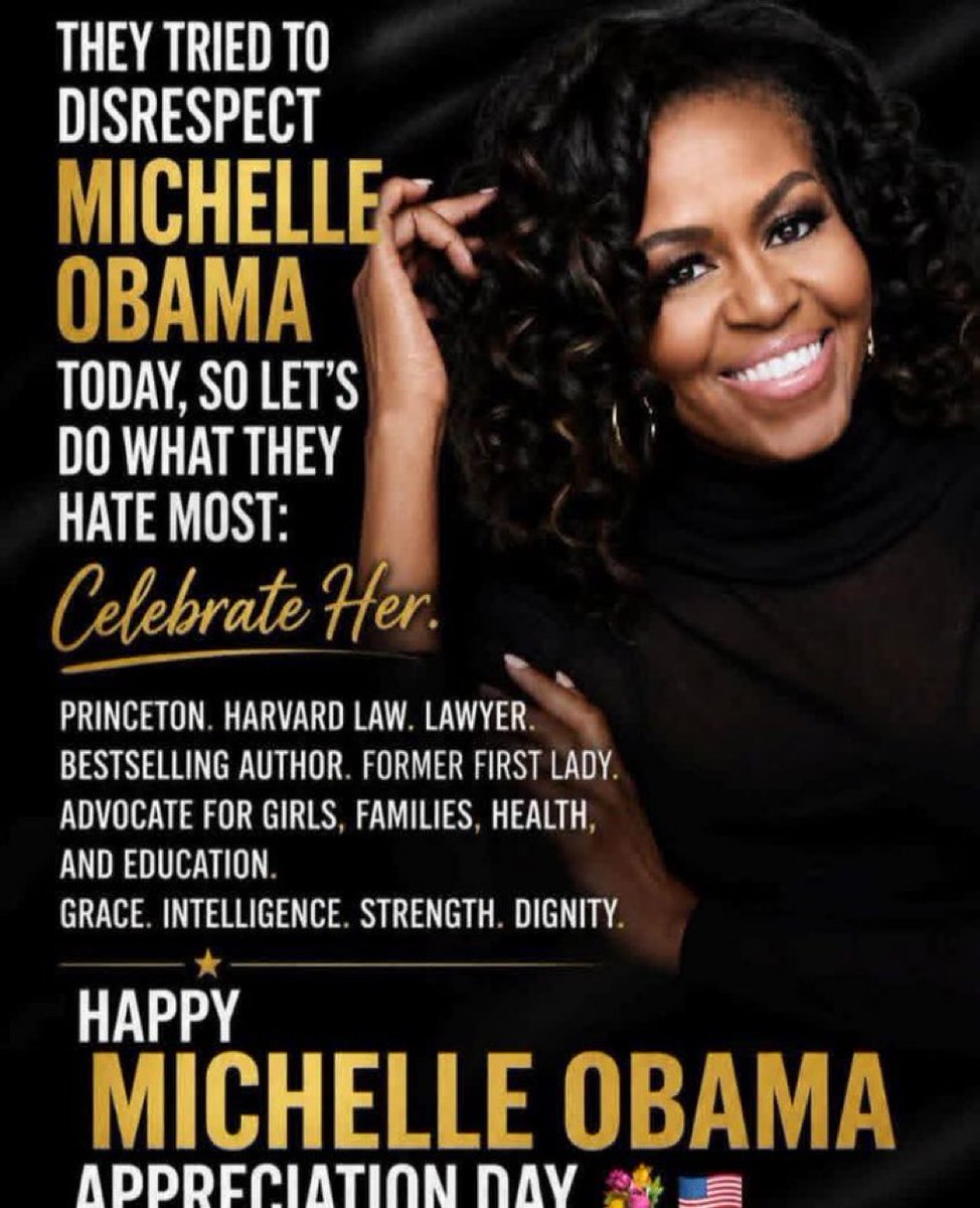 AuthorJoeNBrown's tweet photo. #FirstLady #MichelleObama:

📌Princeton / Harvard Law
📌Lawyer
📌Best-Selling Author
📌Former First Lady / Great Speaker
📌Advocate for Girls, Families, Health, and Education
📌Podcaster
📌Obama Presidential Center

•Grace •Intelligence •Strength •Dignity https://t.co/rgio1XMICU