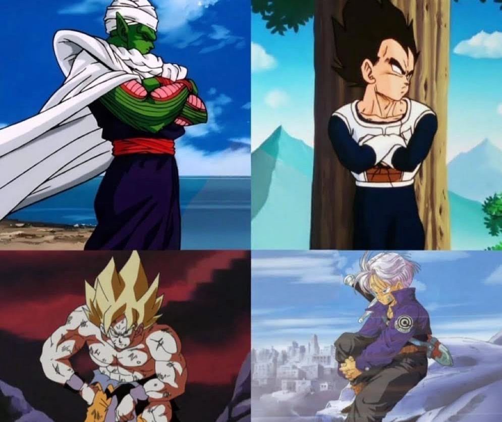 DBZdaily_'s tweet photo. When my friend is talking to someone I don’t know, so I just have to do one of these poses https://t.co/Ov0niCtzFk