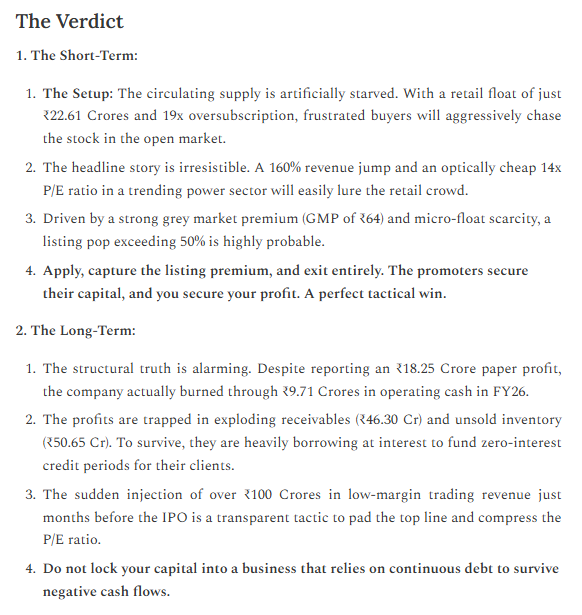 Kaustub71502936's tweet photo. Susan Electricals IPO Verdict as on 13/06/2026:-
Read Full report here👇: https://t.co/HXde4WydMJ

#IPO #StockMarket #RightCall #Investing  #MarketAnalysis #Finance #stockstosell https://t.co/X2hxVHeeIq