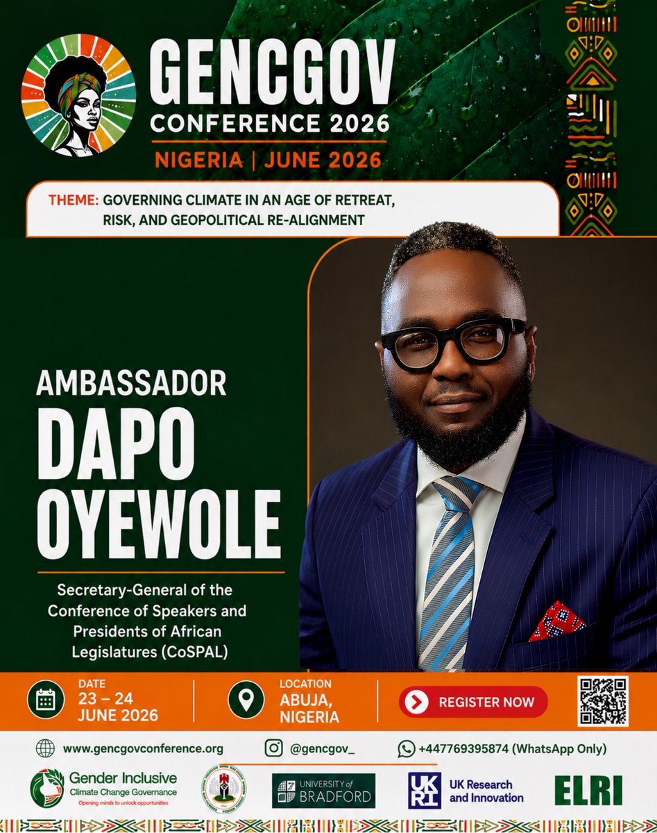 gencgov's tweet photo. We are delighted to welcome Ambassador Dapo Oyewole to the #GENCGOV2026 speaker lineup.
Ambassador Dapo Oyewole is an international development expert, policy strategist, and diplomat with extensive experience advancing sustainable development. https://t.co/Fz7dE4yhP4