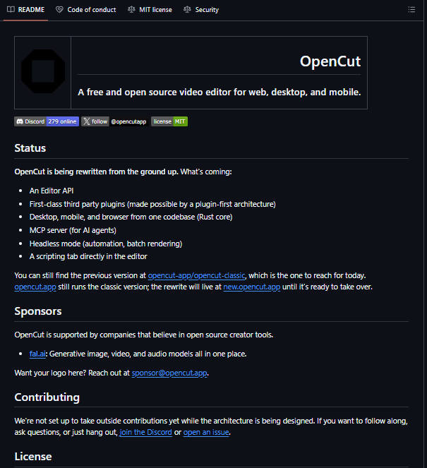 charliejhills's tweet photo. CapCut became the go-to editor for millions of creators.

Then came the subscriptions, paywalls, and watermarks.

A group of developers decided to build the alternative they wished existed.

It's called OpenCut. https://t.co/VLJNLNl9AM