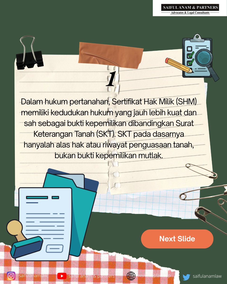 saifulanamlaw's tweet photo. Bagaimana apabila terdapat pertentangan antara SKT dengan SHM ?

#law #lawyer #pengacara #pengacaraonline #advocate #advokat #konsultanhukum #konsultanhukumjakarta #belajarhukum #dosen #dosenhukum #lecture #mediator https://t.co/rGciBZ5C9M
