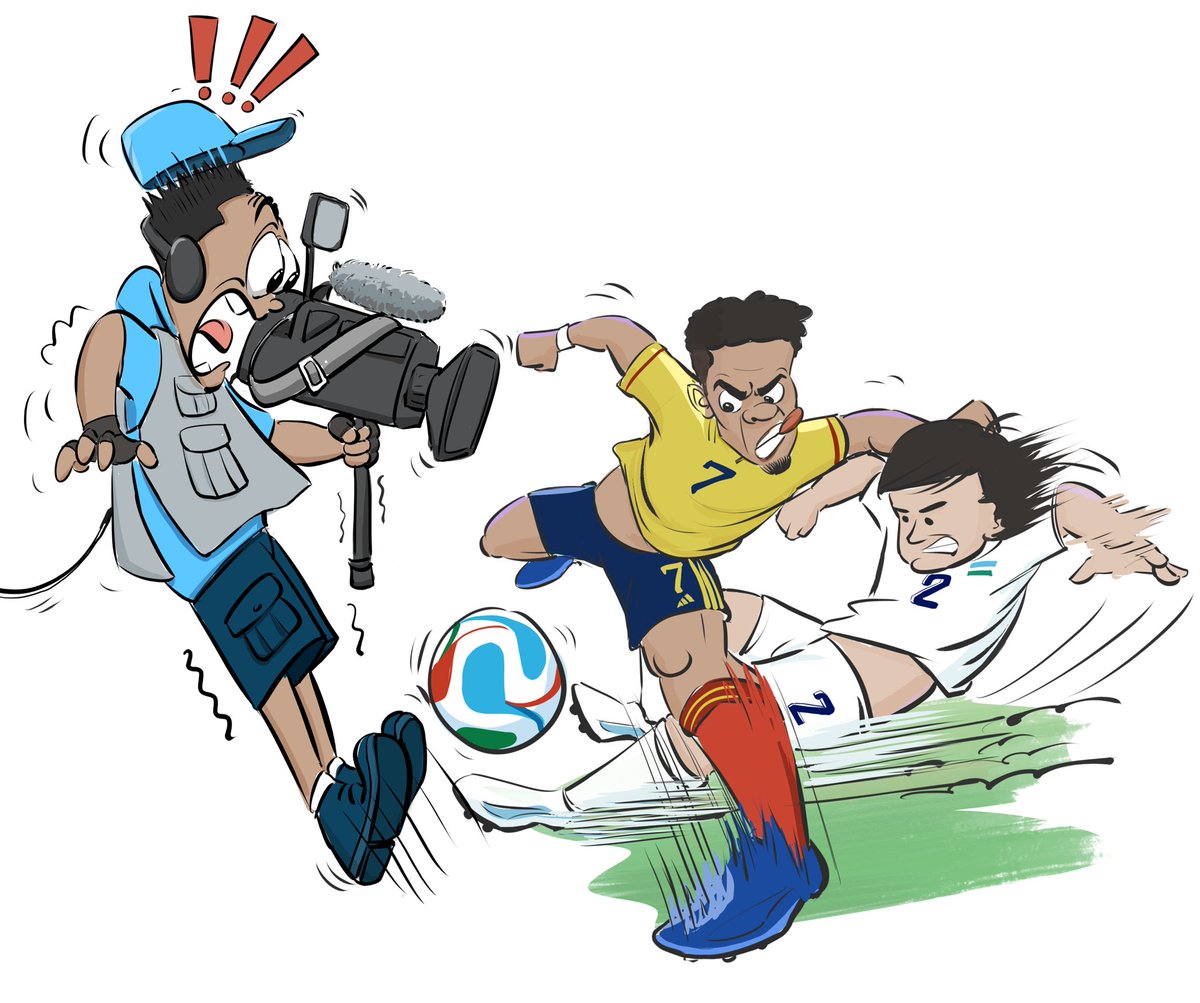 artbossuz's tweet photo. Khusanov made World Cup history. One sliding tackle took out both Luis Díaz and the cameraman. 😂

#Uzbekistan  #UzbekistanGO https://t.co/scy62PKvp3