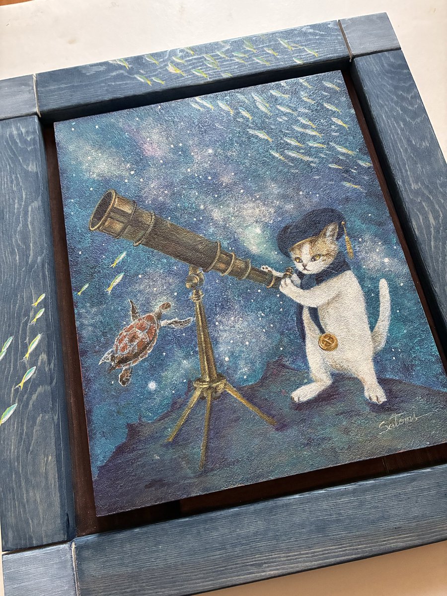 monakaoneone134's tweet photo. ドラードギャラリー
「CAT ART SPECIAL EXHIBITION 」
素敵なネコアート展に2作出展します🐈‍⬛

①「新しい星を見つけてしまった」
　　F3 アクリル
　　特性の額に入れています

②「きょうはリサイタルですの」
　　18x13cm(額装サイズ) アクリル

6/20(Sat.)-6/28(Sun.)
6/24(Wed.)休廊
12:00-19:00 https://t.co/djFnRhBcox