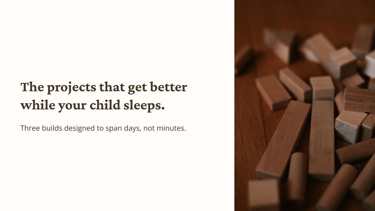Spielgaben's tweet photo. You'll know it's working by the morning after.

Your child walks past the half-built thing you left out overnight. Slows down. And without a word, crouches to add one more piece.

No prompt. No reminder. Just the pull of the unfinished.

→ https://t.co/pbs55uK1zo https://t.co/yrnkYyoQjk