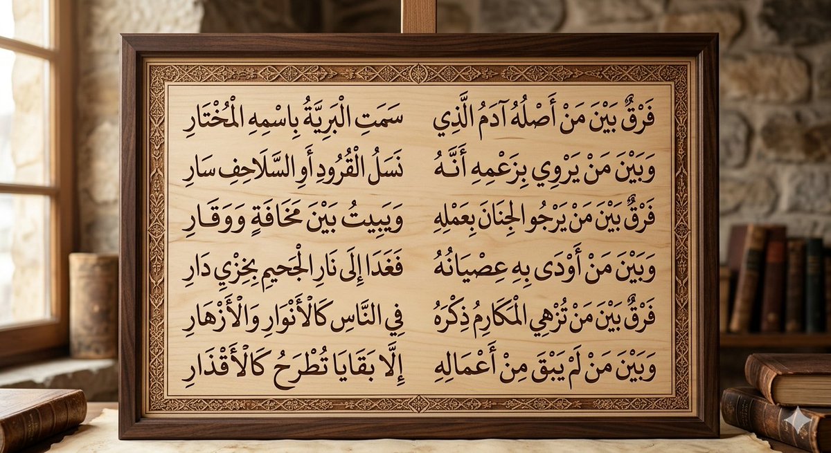 bashar1118044's tweet photo. فَرْقٌ بَينَ مَنْ أَصْلُهُ آدَمُ الَّذِي 
سَمَتِ البَرِيَّةُ بِاسْمِهِ المُخْتَارِ
وَبَينَ مَنْ يَرْوِي بِزَعْمِهِ أَنَّهُ 
 نَسَلُ القُرُودِ أَوِ السَّلَاحِفِ سَارِ
فَرْقٌ بَينَ مَنْ يَرْجُو الجِنَانَ بِعَمْلِهِ 
 وَيَبِيتُ بَينَ مَخَافَةٍ وَوَقَارِ https://t.co/ObFFe21HIk