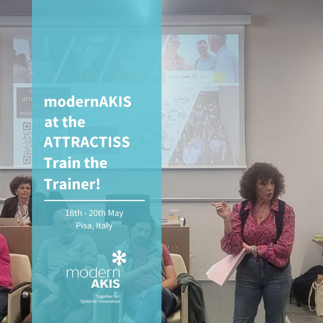 modernAKIS's tweet photo. 🌱 #modernAKIS at the ATTRACTISS Train the Trainer in Pisa

💡 From 18–20 May, modernAKIS contributed with a dedicated module, connecting its framework with national &amp; regional AKIS activities.

🔎 Engaging advisors, students &amp; institutions on innovation &amp; knowledge exchange. https://t.co/LdtIx0Mmft