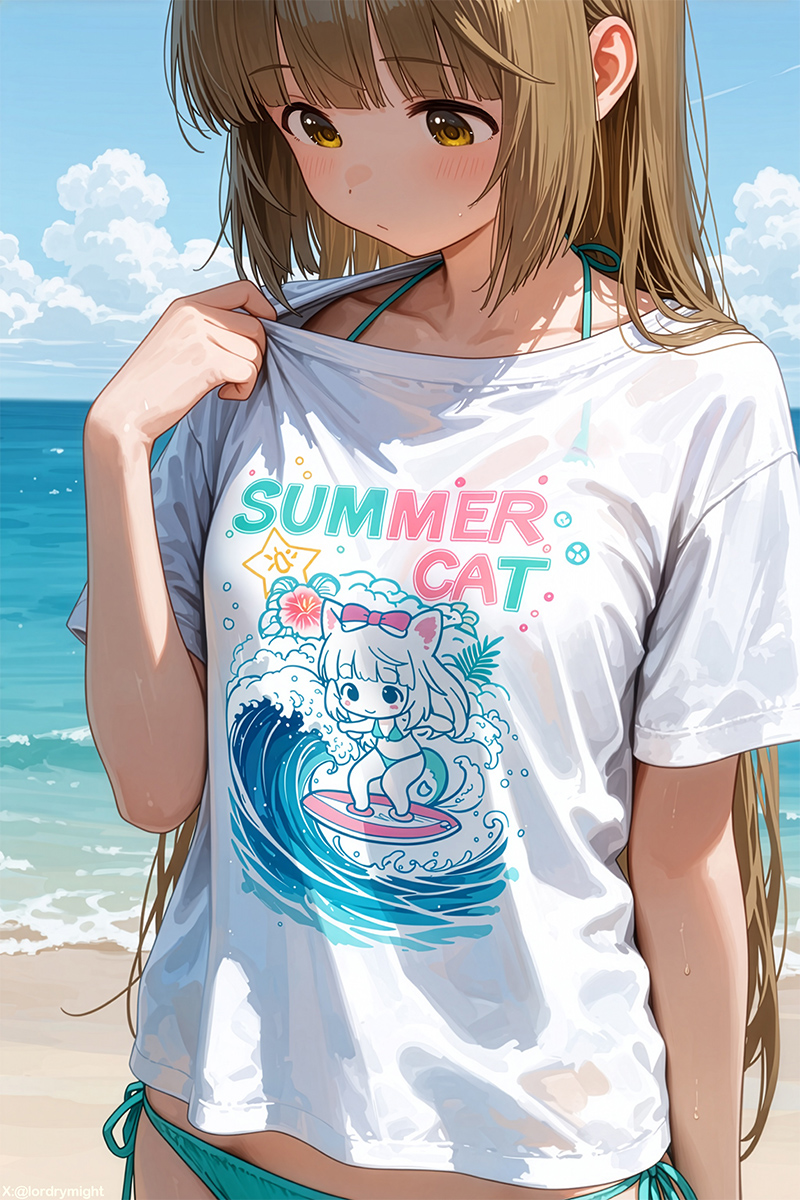 lordrymight's tweet photo. これはビキニの上からTシャツを着たよしのん
#依田芳乃 https://t.co/ZqyECbfclG