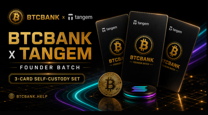 BTC_BNK's tweet photo. $BTCBANK x @Tangem 

Bitcoin Bank is teaming up with Tangem to bring the BTCBANK community its own custom Founder Batch Tangem Wallet card set.

BTCBANK is a Solana token project built around a simple reward engine:

SOL creator rewards in.
Solana wBTC rewards out.

The BTCBANK bot checks creator rewards, routes eligible rewards into Solana wBTC distributions for qualifying holders, and keeps the proof public on-chain. No staking interface. No claim button. No manual farming. Just wallet checks, payout proof, and automatic reward distribution when rounds qualify.

Now BTCBANK is adding something even bigger for holders: a real self-custody layer with Tangem.

Tangem Wallet is a card-based cold wallet built to make crypto storage simple, secure, and easy to use. Private keys are generated and stored inside the card’s secure element, and the keys do not leave the card. Tangem also states that it has no mechanism to extract or reconstruct user keys.

The Tangem card uses an EAL6+ certified secure element chip, processes transaction signing inside the card, and requires the physical card to authorize transactions. No cables. No battery. No complicated hardware-wallet setup. Just tap the card with the Tangem app and stay in control of your assets.

Tangem’s security stack has also been independently reviewed across hardware, firmware, mobile wallet, and smartcard code, with Tangem’s security page listing reviews from firms including Cure53, Riscure, and Kudelski Security with no critical vulnerabilities found.

That is why this matters for BTCBANK.

BTCBANK is already built around public on-chain proof. Tangem is built around simple self-custody. Together, this brings the BTCBANK community a cleaner way to hold, protect, and stay connected to the project.

The BTCBANK Founder Batch is planned as a limited BTCBANK-branded 3-card Tangem Wallet set for the community.

This is a major step for BTCBANK:

Real on-chain reward proof.
A growing holder ecosystem.
A custom Tangem Wallet experience.
A stronger self-custody path for the BTCBANK community.

BTCBANK is here to make the system simple:

Buy.
Hold.
Stay qualified.
Secure your crypto.
Stack wBTC when reward rounds qualify.

$BTCBANK
https://t.co/QRu99iD626