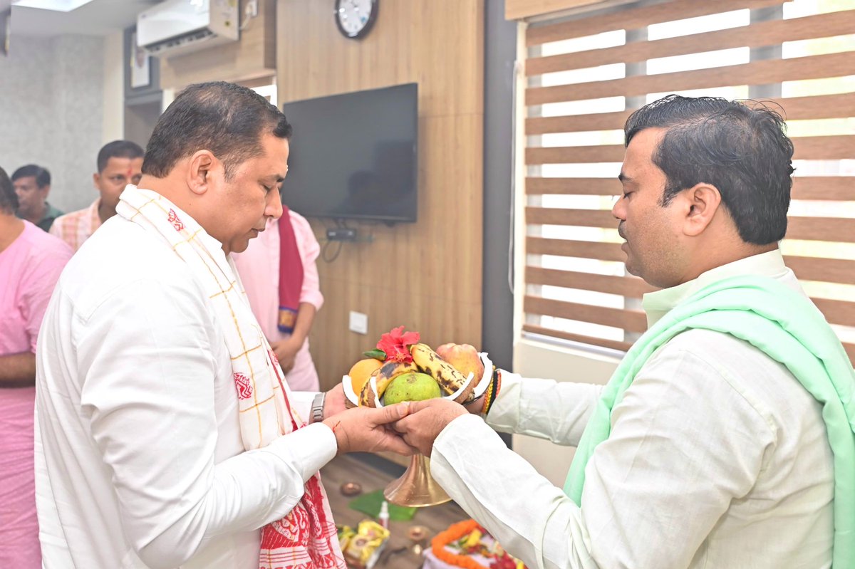 jayanta_malla's tweet photo. On the auspicious occasion of Shukla Chaturthi in the holy month of Ahaar, performed Pravesh Puja in my office at Janata Bhawan this morning with Vedic rituals and prayers.

As I assume this important ministerial responsibility, I humbly seek the blessings, guidance and goodwill of all to discharge my duties with dedication, sincerity and commitment.