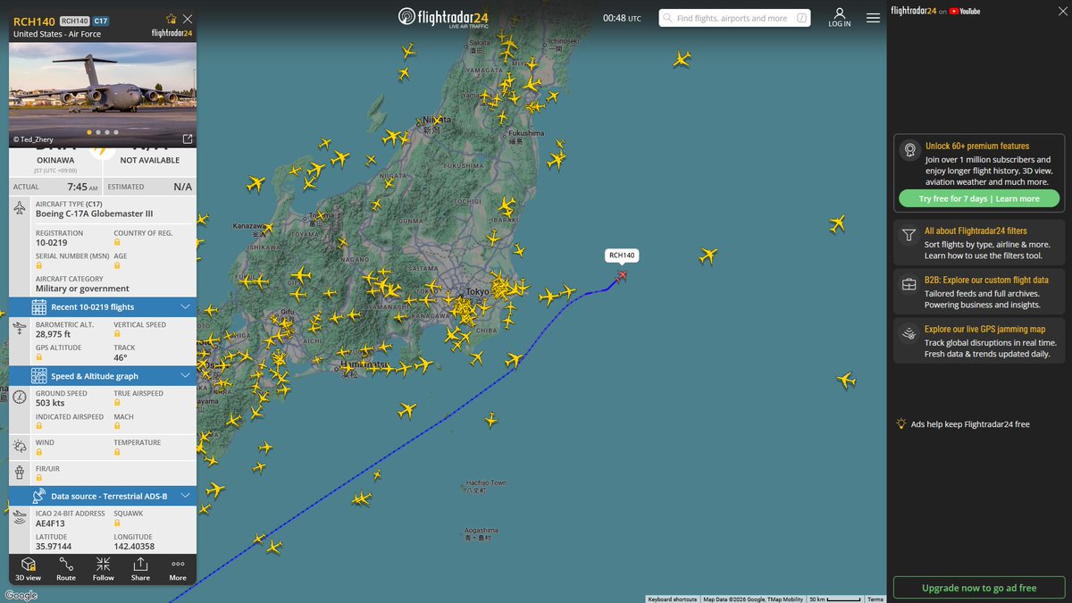 AIYeyENGDdJkjTr's tweet photo. June 18, 2026
#Fort Lewis, Washington #Joint Base Pearl Harbor-Hickam, Honolulu #Guam Andersen Air Force Base #Rayong, Thailand #Osan Air Base, South Korea #Okinawa Kadena Air Base ==> #Anchorage 

#RCH140 #AE4F13 USAF C-17A Globemaster III https://t.co/O4uoJ2dk2W