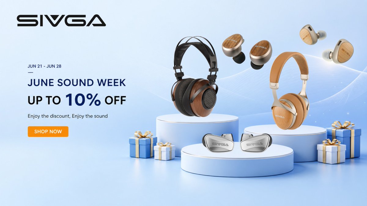 sivga_audio's tweet photo. 🎶Feel the sound. Save on it.
🎧𝐒𝐈𝐕𝐆𝐀 𝐒𝐨𝐮𝐧𝐝 𝐖𝐞𝐞𝐤 — 𝐔𝐩 𝐭𝐨 𝟏𝟎% 𝐎𝐟𝐟
⏰𝐉𝐮𝐧𝐞 𝟐𝟏 – 𝐉𝐮𝐧𝐞 𝟐𝟖

🎵Upgrade Your Audio. Shop Now.
Official Store:https://t.co/lcjc8qRufs

#Sivga #hifi #headphone #earphone #audio #music #soundweek #discount https://t.co/j0tZC6668C