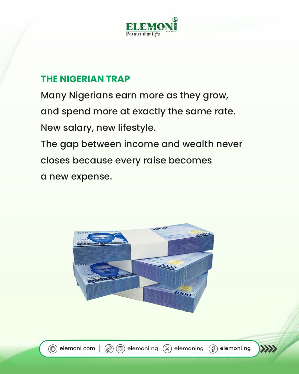 elemoning's tweet photo. Income puts food on your table. Wealth is what gives you long-term financial stability.  Most people focus on increasing income, but ignore building assets that grow over time.  

Wealth building creates freedom, reduces pressure, and gives your money a life beyond your salary. https://t.co/rxjqxNsxt5