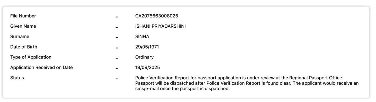 ishani_work's tweet photo. @MEAIndia @passportsevamea @DrSJaishankar

Passport renewal File No. CA2075663008025 pending since Sept 2025. Police verification cleared with “No Objection” on 6 May 2026, yet still under review at RPO Kolkata. Travel on 7 July. Kindly expedite passport issuance. https://t.co/i9c5kR1bIo