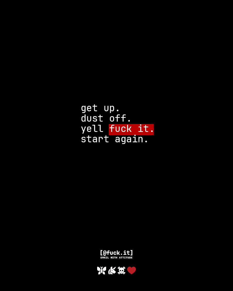 fuckitofc's tweet photo. the comeback is always louder than the excuse.

follow @fuckitofc  for more.

EMAIL WITH ATTITUDE.
PURE. SECURE. EXCLUSIVE.

#fuckit #motivation #mindset #boldmoves #unfuckwithable https://t.co/BABrypAOyX