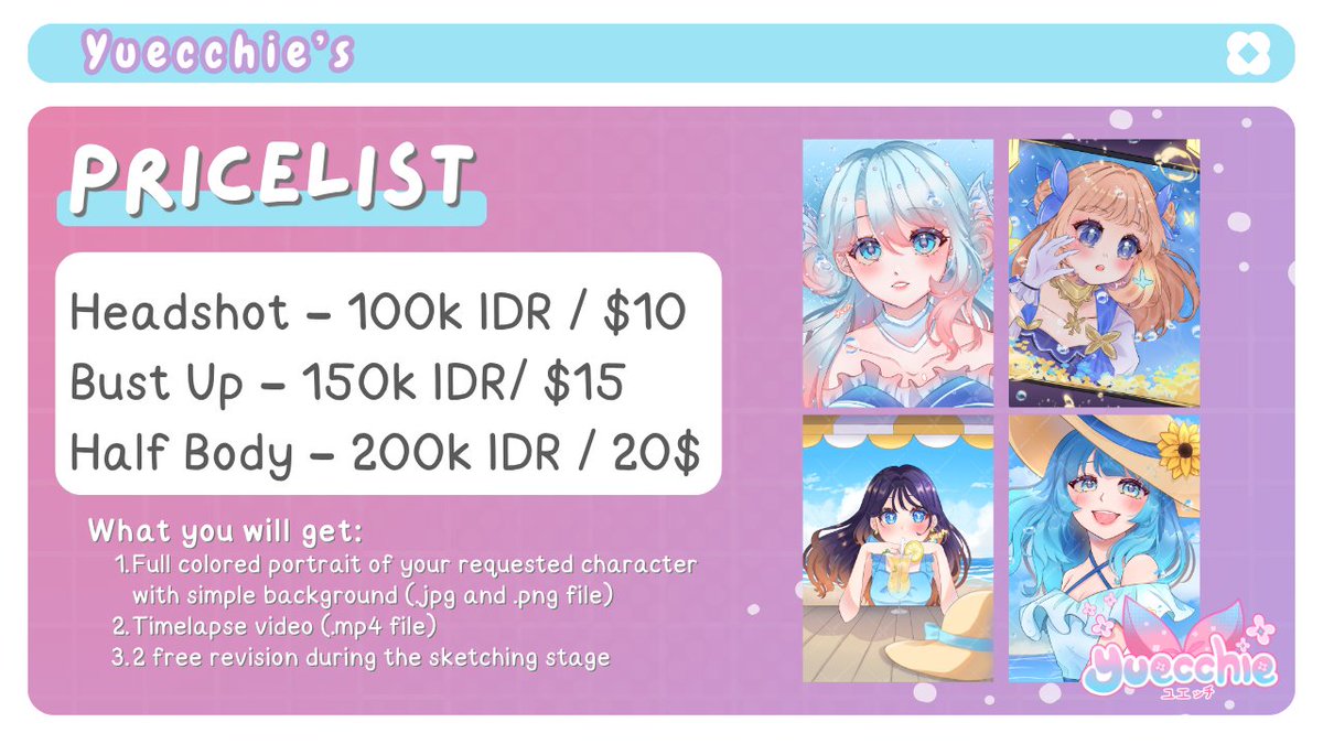 yuecchie's tweet photo. Hii, my commission is now open for local 🇮🇩 and international 🏵

International comms is open via Ko-fi
Ko-fi: https://t.co/3IWBmxCYHt

If you are interested or want to ask about the detail feel free to DM me 🏵
[RT &amp; like are really appreciated ❤️]

Check the detail below 👇 https://t.co/NZvglwKqu3