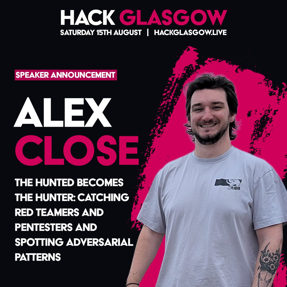 Hack_Glasgow's tweet photo. Happy @Hack_Thursday, and happy Hack Glasgow speaker announcement! We're excited to announce that @ZephrFish and Alex Close will be presenting 'The Hunted Becomes the Hunter: Catching Red Teamers and Pentesters and Spotting Adversarial Patterns' at Hack Glasgow! https://t.co/K2a99OymXn