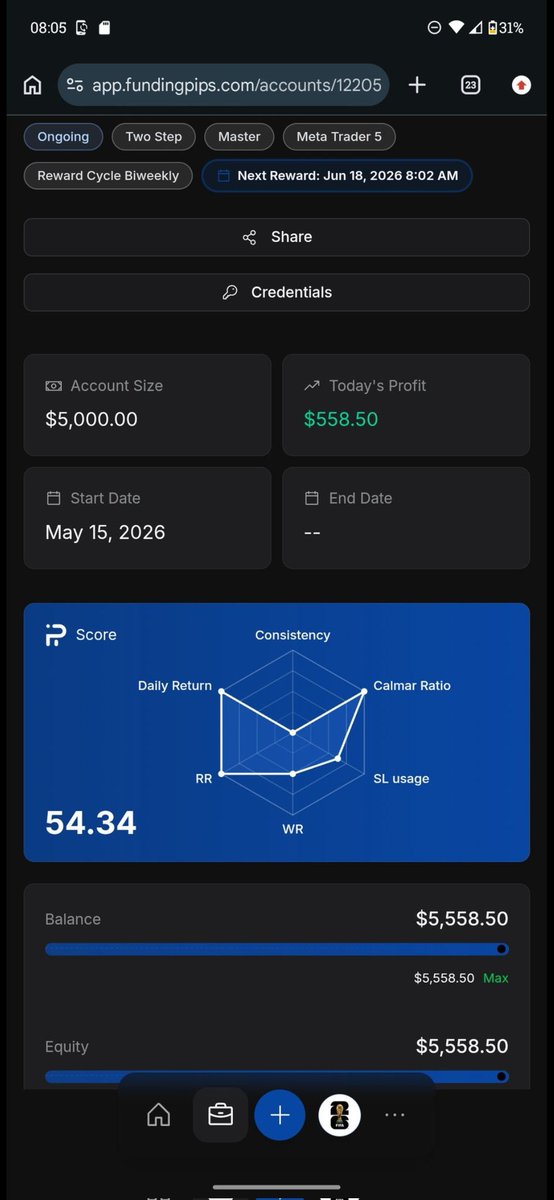 w1n5t0nxD's tweet photo. 🥹❤️ Life is finally starting to look up for me.

Not too long ago, things were rough and trading felt like an endless cycle of setbacks and frustration.

But I kept showing up, kept learning, and kept believing.

Today, I'm happy to say I got a Funding Pips account and successfully made it to payout. 📈💰

It may not seem like much to some people, but for me it's proof that consistency pays off and that tough seasons don't last forever.

If you're currently struggling in your trading journey, don't give up just yet.

One good month can change everything. 🚀❤️

Just say Congratulations to me. 🥹