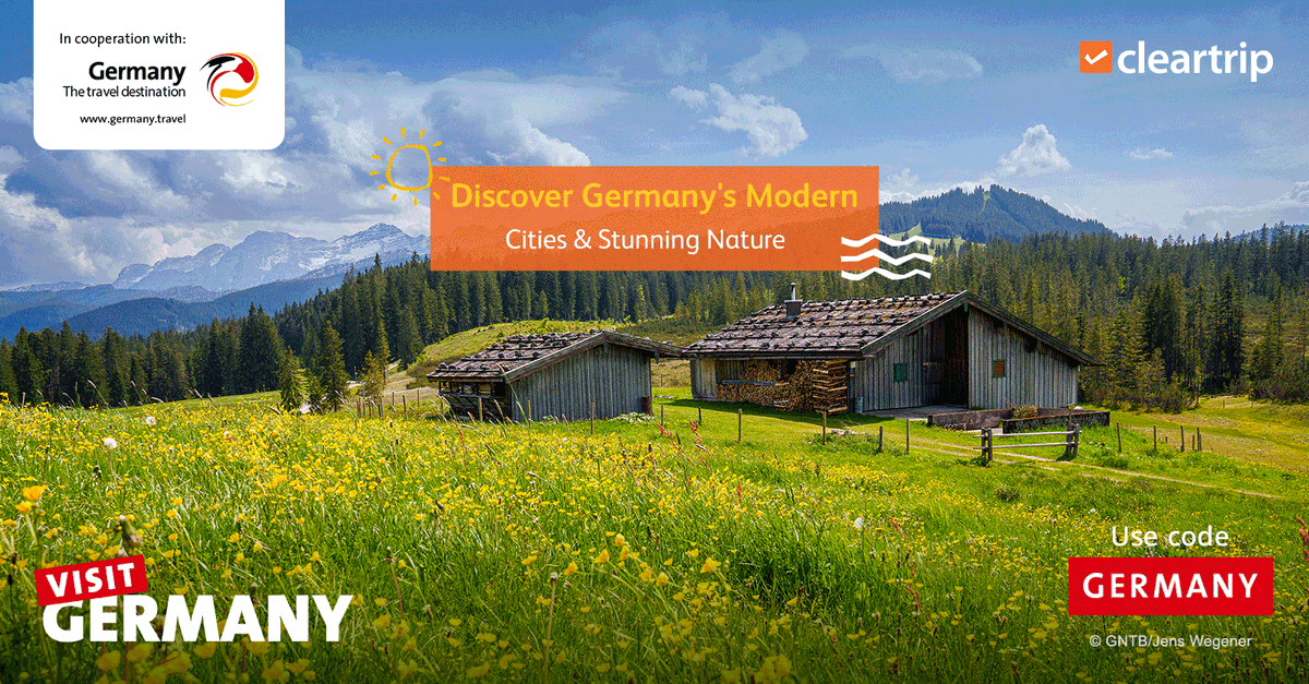 CleartripAE's tweet photo. Germany doesn't pick one mood and stick with it. Castles plucked straight from a fairytale, forests that feel untouched, cities that move at their own pace.

Save up to 15% on your next trip there with code GERMANY. https://t.co/b2fckcoKzx