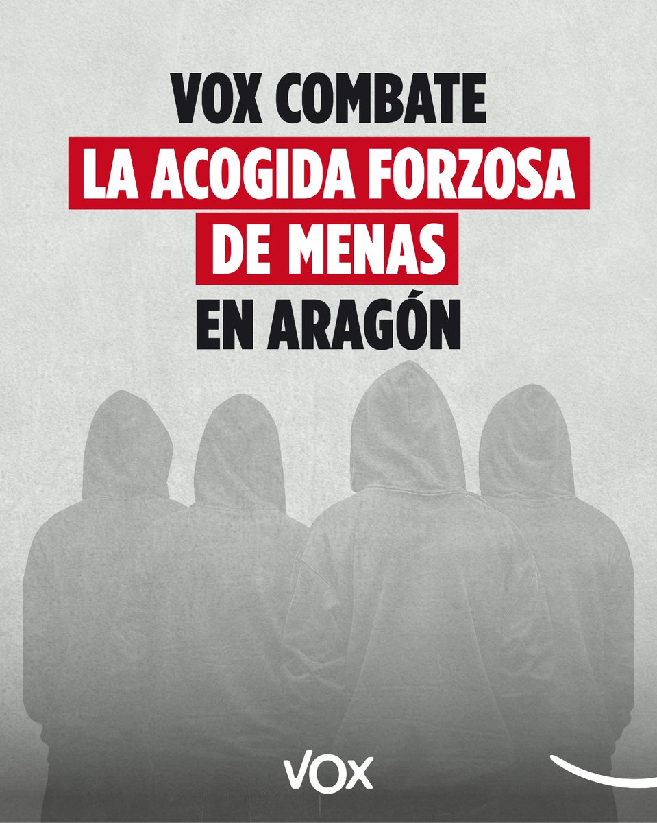 aragonvox's tweet photo. VOX COMBATE LA ACOGIDA FORZOSA DE MENAS EN ARAGÓN

Pruebas de edad, expulsión de aquellos que sean mayores, seguridad las 24 horas, ofensiva judicial contra el Gobierno de Sánchez. https://t.co/jehKNkngqc