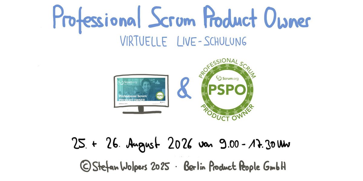 AgeOfProduct's tweet photo. 🎓 🇩🇪 “Top-Training, aus dem ich zahlreiche Impulse für meine Aufgabe als Product Owner mitnehmen konnte.”

Am 25./26. August 2026:

"Professional Scrum #ProductOwner Schulung" https://t.co/1ZCkRINcd3 #PSPO @scrumdotorg https://t.co/pCcuM5br73
