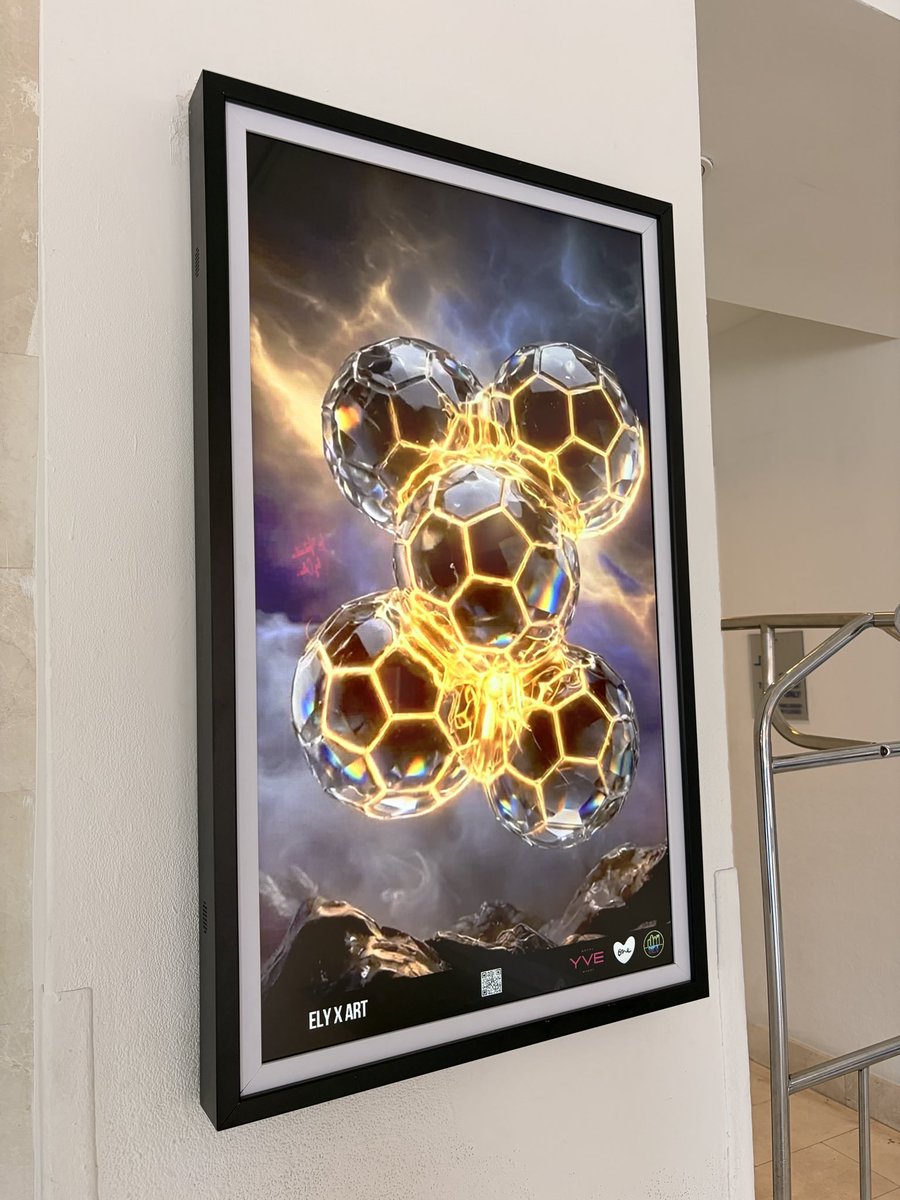 elyxart's tweet photo. Gm 🤍✨
Proud to see my artwork Alchemical Artifact #6 “Ignite the Game” featured at the 2026 World Cup Watch Parties at YVE Hotel Miami @HotelYve 
A visual tribute to passion, unity, competition, and the electric force that transforms a match into a shared human experience.
As Miami becomes one of the epicenters of the FIFA World Cup 2026 celebrations, this piece reflects the energy that connects millions across cultures, languages, and borders.
Special thanks to @oneloveartdao and @nftclt for supporting art, community, and innovation. 🙏✨❤️⚽️