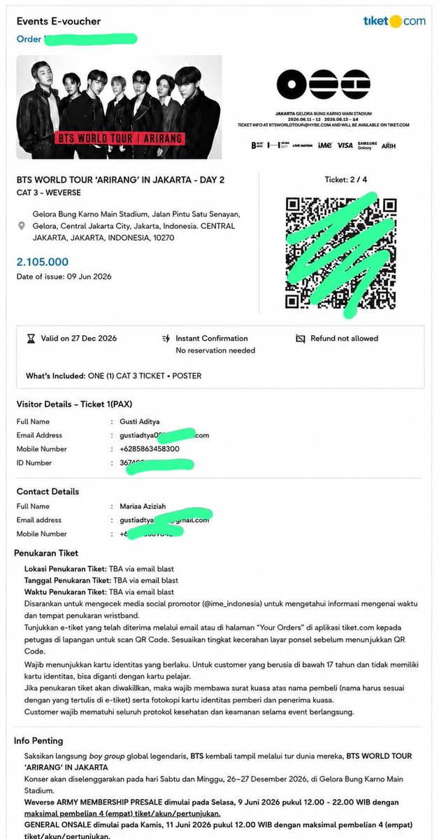 AzaelKenn4989's tweet photo. wts tiket bts world tour arirang
available cat 3 only day 2
dp 10% buat keep / Fp
proof lengkap. khusus buat yg bener bener mau aja. disini tmpt jualan bukan jasa curhat dll
#BTS_ARİRANG #WTS #WTB https://t.co/GcaFj6rPeg