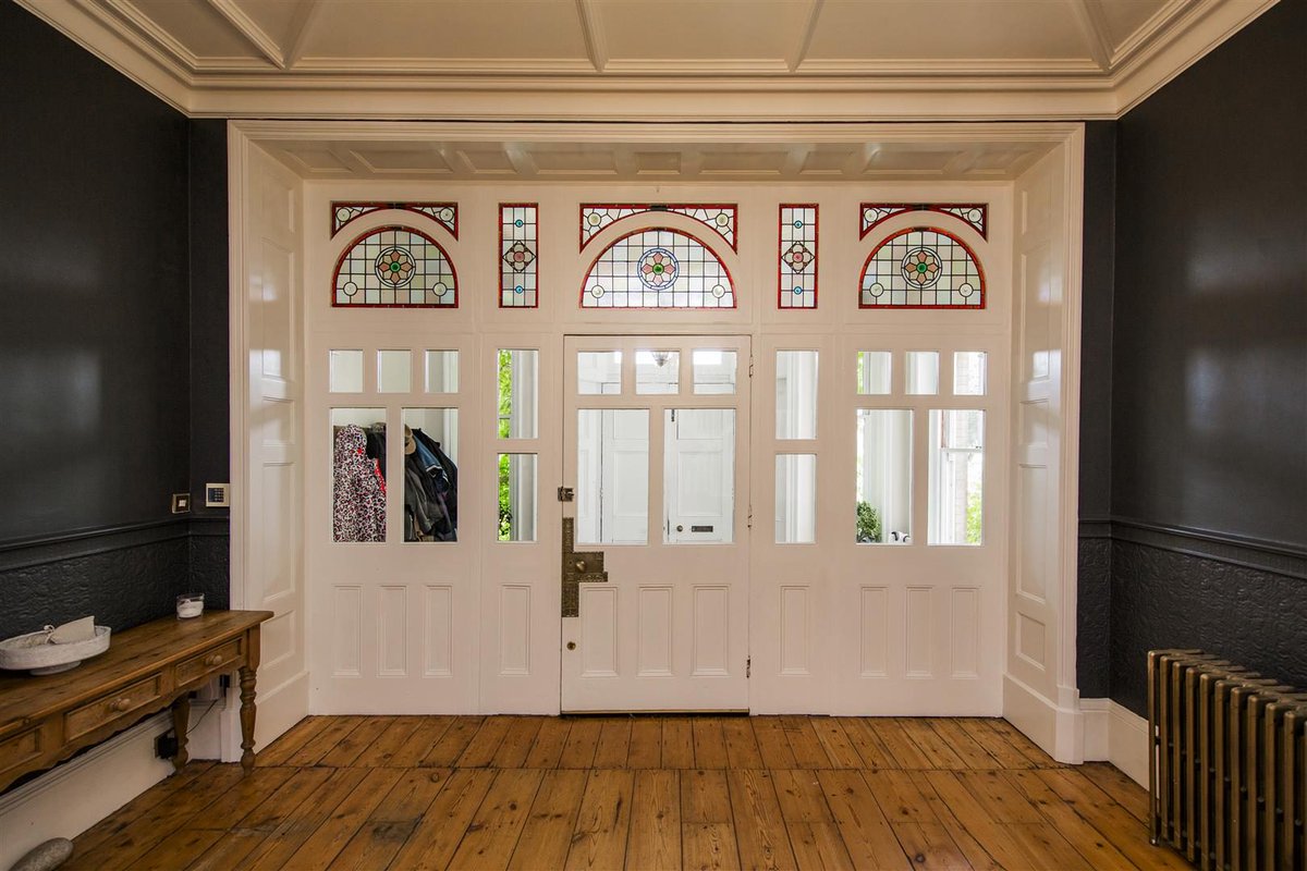 homeuk's tweet photo. Fashion designer Karen Millen once lived here, and it shows. Gransden is a Georgian house in the Kent village of Wateringbury. Charcoal walls meet honey stripped-pine floors, stained-glass arches glow above the front door, and coffered ceilings sit over marble fireplaces room after grand room.

Five thousand square feet across four floors: six bedrooms, three reception rooms built for crystal-glass evenings, a self-contained apartment on the top floor, and a three-chambered wine cellar for the serious collector. Parking for six plus an EV charger, the village station three-quarters of a mile off, London Bridge in 44 minutes. £1.45M in a conservation-area village.

https://t.co/4amj8b9b89 ❤️

For sale with @Ibbett_Mosely on Home