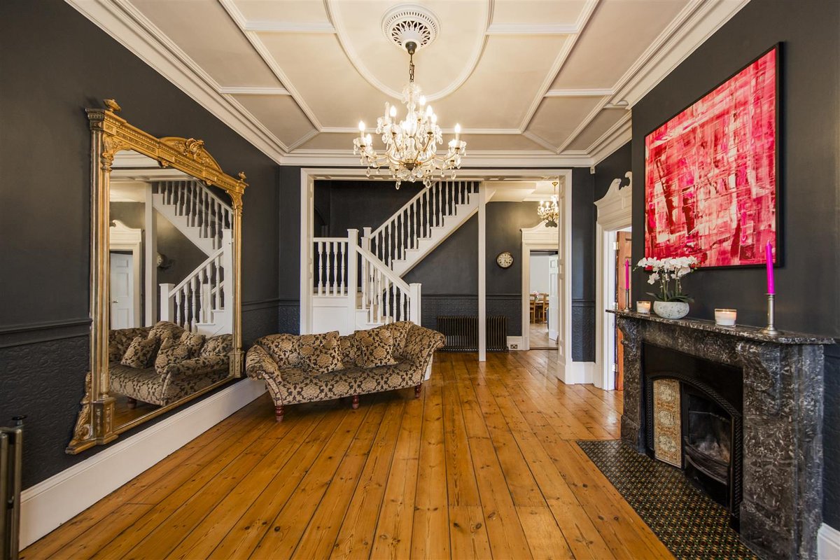 homeuk's tweet photo. Fashion designer Karen Millen once lived here, and it shows. Gransden is a Georgian house in the Kent village of Wateringbury. Charcoal walls meet honey stripped-pine floors, stained-glass arches glow above the front door, and coffered ceilings sit over marble fireplaces room after grand room.

Five thousand square feet across four floors: six bedrooms, three reception rooms built for crystal-glass evenings, a self-contained apartment on the top floor, and a three-chambered wine cellar for the serious collector. Parking for six plus an EV charger, the village station three-quarters of a mile off, London Bridge in 44 minutes. £1.45M in a conservation-area village.

https://t.co/4amj8b9b89 ❤️

For sale with @Ibbett_Mosely on Home