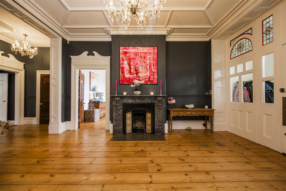 homeuk's tweet photo. Fashion designer Karen Millen once lived here, and it shows. Gransden is a Georgian house in the Kent village of Wateringbury. Charcoal walls meet honey stripped-pine floors, stained-glass arches glow above the front door, and coffered ceilings sit over marble fireplaces room after grand room.

Five thousand square feet across four floors: six bedrooms, three reception rooms built for crystal-glass evenings, a self-contained apartment on the top floor, and a three-chambered wine cellar for the serious collector. Parking for six plus an EV charger, the village station three-quarters of a mile off, London Bridge in 44 minutes. £1.45M in a conservation-area village.

https://t.co/4amj8b9b89 ❤️

For sale with @Ibbett_Mosely on Home