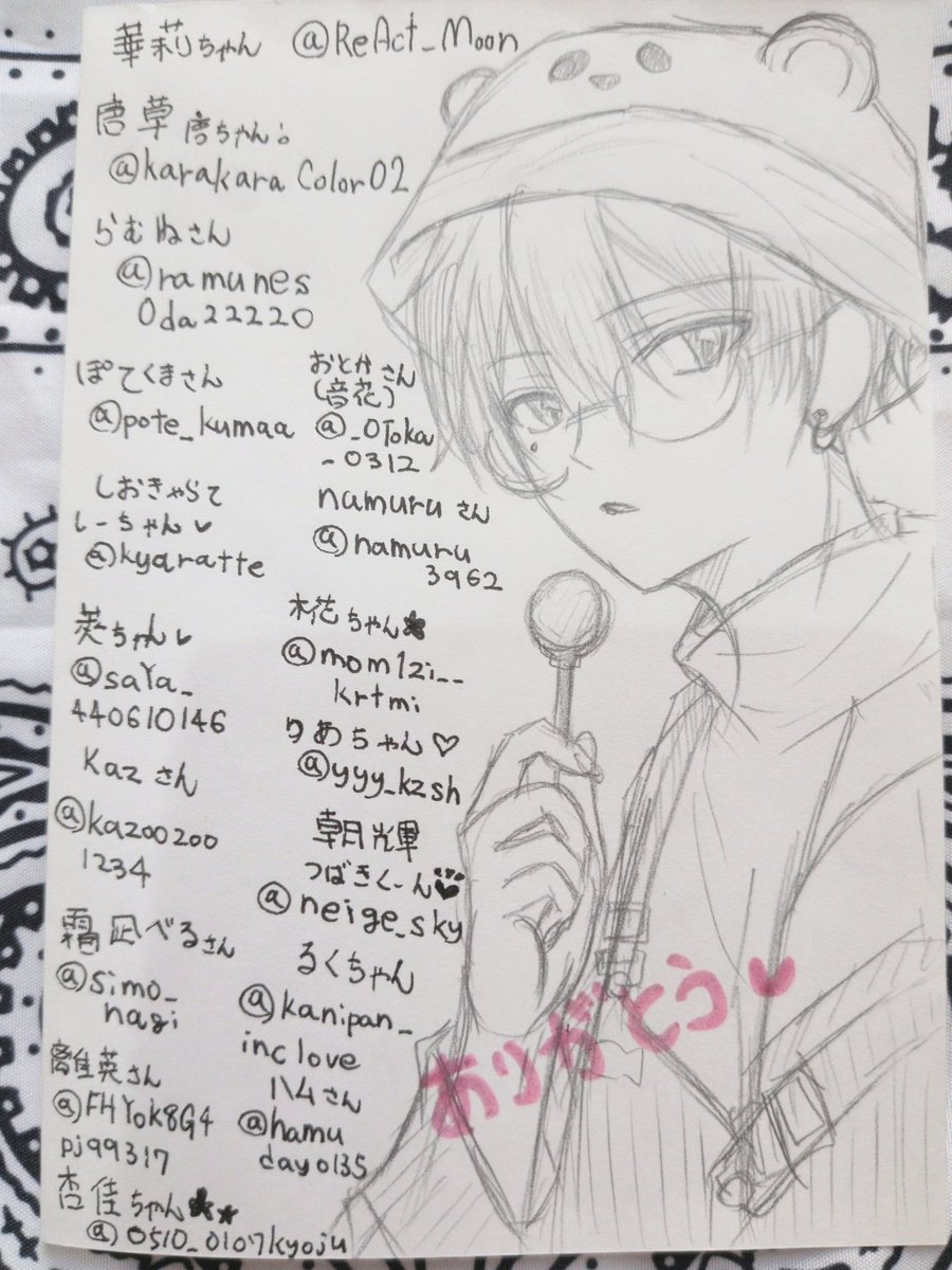 kuma_chan3607's tweet photo. #いいねした人の名前を直筆で書く

遅くなりました💦
メンションしないので探して下さいw
みなさんの分を書いたのですが抜けていたらごめんなさい!
フォロワさん限定でしたのでお名前書けなかった方、すいません😢

みなさんの推しさまのところ(わからない方は予想)で書いたので
字汚くてすいません🐻 https://t.co/KYETcKyLXC
