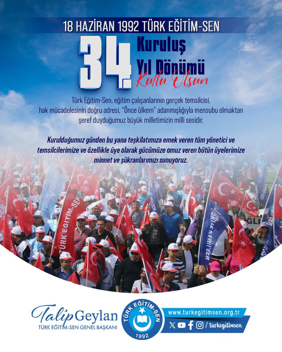 TalipGeylan06's tweet photo. Türkiye’nin sendikası 34 yaşında.
Kutlu olsun. https://t.co/vcCUtBR0QN
