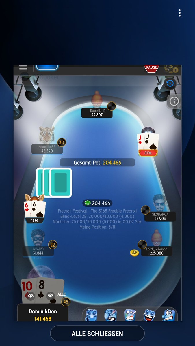 DominikDon83's tweet photo. Finaltable 888poker Greetings @DominikDon83 Germany best german pokerplayer thx cheers ♠️♥️♣️♦️🃏🇩🇪🥇😘🍻✌✌✌ https://t.co/ORffTsZCaE