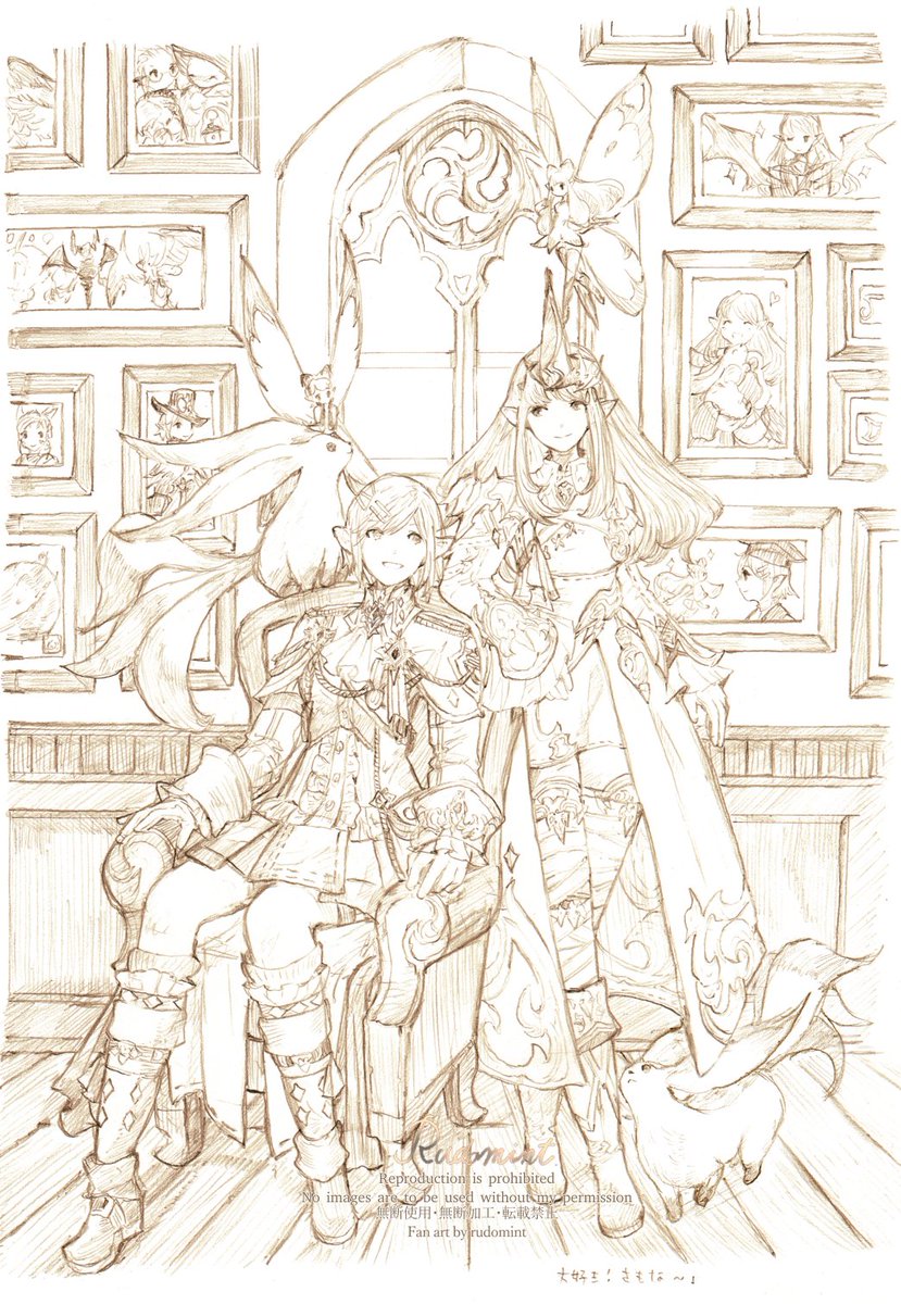 peppermint_jet's tweet photo. ついでだから今まで描いた私のかわいい線画でも見てもらおうかなっ！バッ！ https://t.co/YqIXDhOsrT