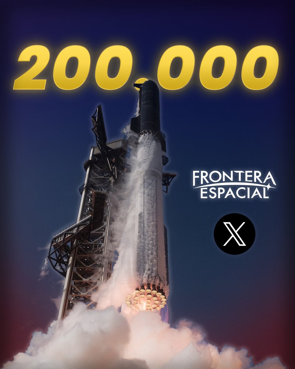 FronteraSpacial's tweet photo. ¡SUPERAMOS los 200 mil seguidores en X! Gracias por tu confianza que nos permite seguir logrando que más personas se interesen por el espacio 🚀🎉 https://t.co/iG942TWGg7