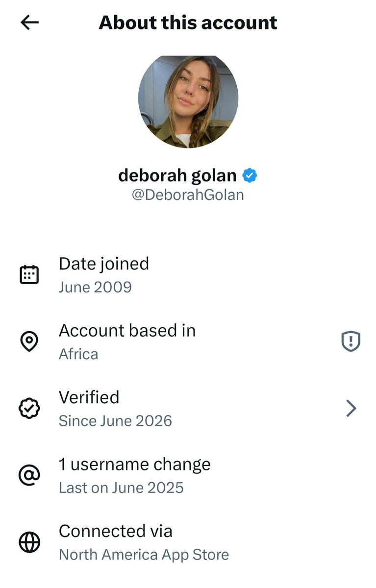 AmIsraelChaiX18's tweet photo. 🚨 𝗦𝗖𝗔𝗠𝗠𝗘𝗥 𝗔𝗟𝗘𝗥𝗧 - 𝗙𝗔𝗞𝗘 𝗜𝗗𝗙 𝗔𝗖𝗖𝗢𝗨𝗡𝗧
@DeborahGolan
• claims to be IDF soldier
•📍AFRICA
𝗥𝗘𝗣𝗢𝗥𝗧 https://t.co/yZkAPfI0pY • 𝗕𝗟𝗢𝗖𝗞•𝗥𝗘𝗣𝗢𝗦𝗧
#FakeIDF #ScamAlert #Scammers #FakeAccount #FakeProfiles https://t.co/pOeDBSOOnM
