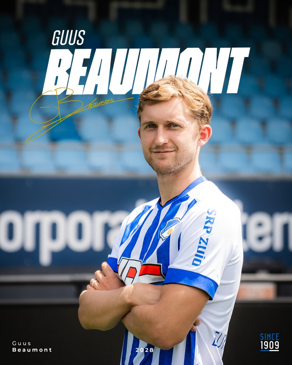 FCEindhoven's tweet photo. 𝗚𝘂𝘂𝘀 𝗕𝗲𝗮𝘂𝗺𝗼𝗻𝘁 𝘃𝗲𝗿𝘀𝘁𝗲𝗿𝗸𝘁 𝗙𝗖 𝗘𝗶𝗻𝗱𝗵𝗼𝘃𝗲𝗻 💙🤍

FC Eindhoven heeft zich versterkt met Guus Beaumont. De 24-jarige middenvelder sluit volgende week aan bij de selectie en komt transfervrij over van Almere City FC. Beaumont heeft een contract getekend tot medio 2028 in het Jan Louwers Stadion. 🙌

Beaumont doorliep zijn jeugdopleiding bij SV Buitenveldert en maakte in 2018 de overstap naar de jeugdopleiding van FC Groningen. Twee jaar later vervolgde hij zijn ontwikkeling bij Almere City FC. Afgelopen seizoen kwam de middenvelder zes keer in actie in de Keuken Kampioen Divisie.

Meer informatie | https://t.co/R9EpbT5BKZ

#FCEindhoven #BlauwWitVooruit