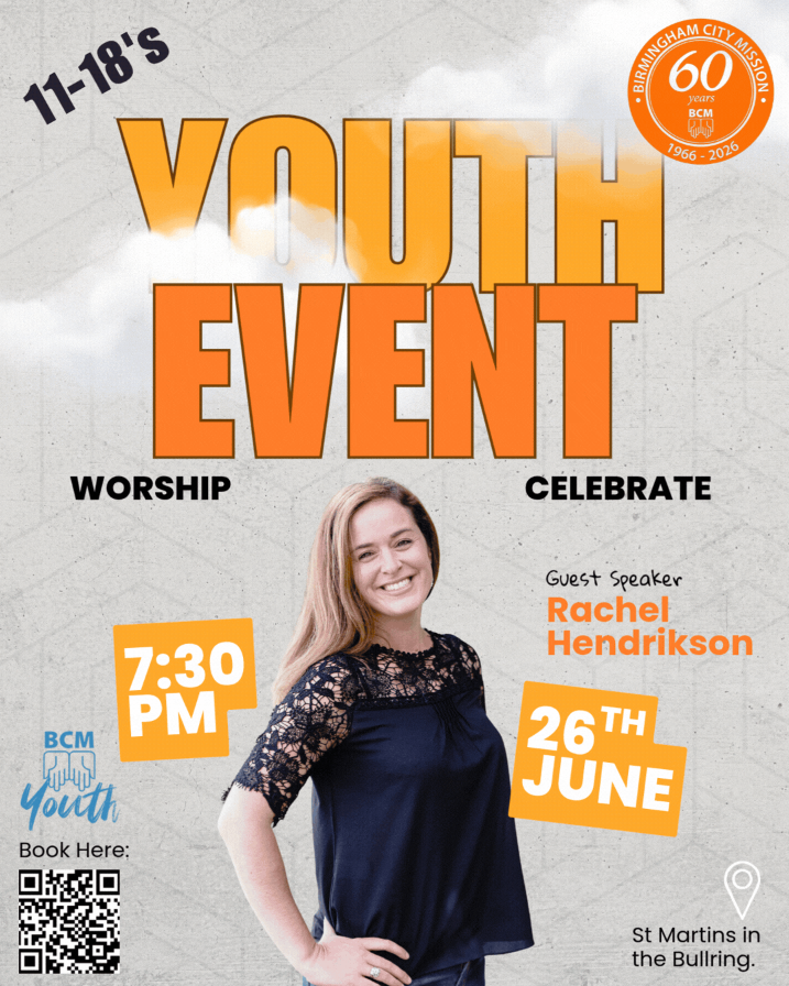 bcmyouthbham's tweet photo. Come to our celebratory Youth Event held on Friday 26th June at St Martin's. We want to give God thanks for what he has done and is doing. With Philippa Hanna &amp; band + Rich &amp; Rachel Hendrikson.  book your group via: https://t.co/hB1fdiqojZ more at https://t.co/yPWdATmqCb https://t.co/zKx7028YEF