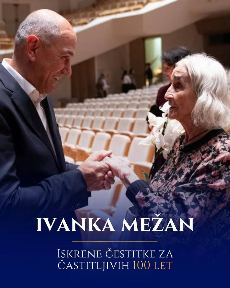JJansaSDS's tweet photo. Danes 100 let praznuje Ivanka Mežan, ena največjih igralk slovenskega gledališča in filma. S svojim delom je pustila trajen pečat v slovenski kulturi in navdihnila številne generacije.

Ob njenem jubileju ji izrekam iskrene čestitke, zahvalo za njen neprecenljiv prispevek k slovenskemu kulturnemu prostoru ter želim obilo zdravja, osebnega zadovoljstva in prijetnih trenutkov v krogu najbližjih.

Vse najboljše ob 100. rojstnem dnevu!