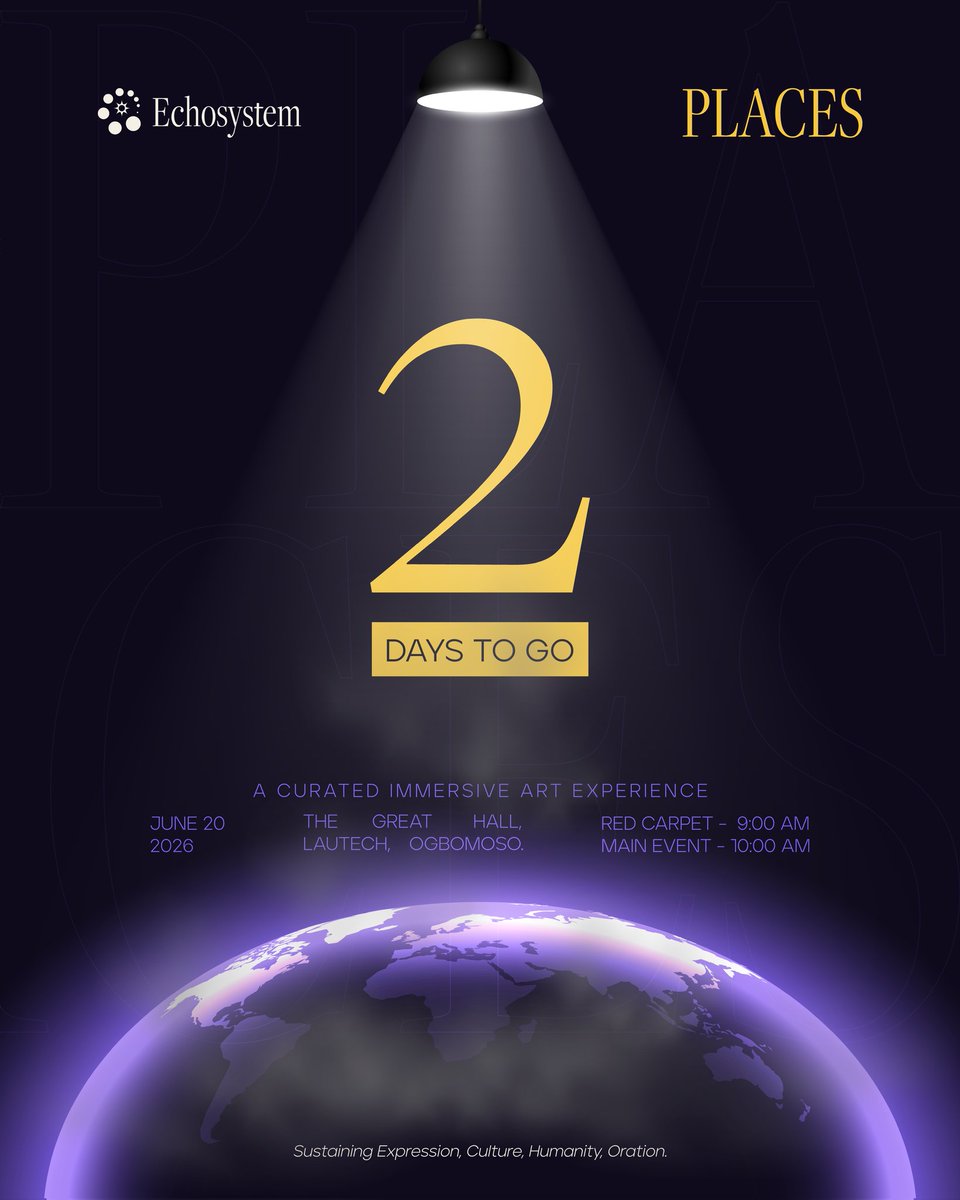 _theechosystem's tweet photo. 2 days to go PLACES.

A journey of poetry, music, stage drama, and cultural dance.

A gathering where emotions become art and stories find voice.

Get your ticket through our website.
https://t.co/8btO2ohT3d https://t.co/ZeSnJd4jxZ