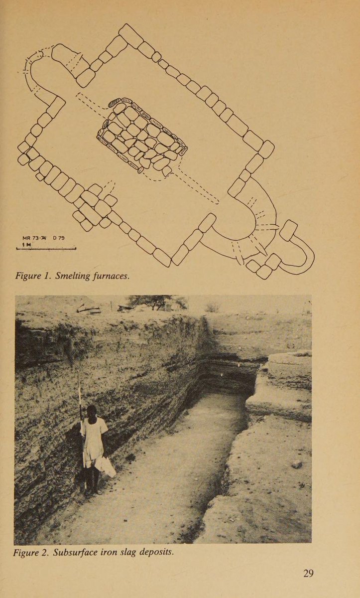 Africanistkemte's tweet photo. The Kingdom of Kush, centered at Meroë in present-day Sudan, was one of the most important iron-producing societies of the ancient world. Archaeological evidence shows that iron technology was present in Kush by at least the sixth or early fifth century BCE, and by the first centuries CE Meroë had developed a large-scale, organized bloomery industry.  

Excavated furnaces were built from fired brick, lined with refractory material, and supplied with air through multiple tuyeres connected to bellows. Kushite metallurgists carefully prepared ore, controlled furnace temperatures, tapped slag, and produced iron blooms that were later forged into tools, weapons, and other objects.

The scale of production at Meroë was extraordinary. Massive slag mounds, some containing tens of thousands of cubic metres of waste, demonstrate sustained and specialized ironworking rather than small-scale household production. The repeated reconstruction of furnaces in dedicated workshop areas suggests the existence of skilled metallurgical communities.

The decline of Meroitic metallurgy appears to have been linked to environmental, economic, and political pressures. Iron smelting required enormous quantities of charcoal, placing heavy demands on local woodlands and potentially contributing to deforestation and rising fuel costs. 

Scholars argue that resource depletion may have weakened the centralized system that supported large-scale production, making the kingdom more vulnerable to broader challenges. Axum did not just conquer a thriving Meroë; the once-mighty Nubian kingdom was already in a severe state of collapse and heavily fragmented due to climate change, deforestation, and rival nomadic incursions. 

 Although Meroe was eventually conquered during the expansion of Aksumite power in the fourth century CE, ironworking likely continued for some time afterward, demonstrating the resilience of the technological knowledge developed at Meroë.

Source: Randi Haaland and Peter Shinnie, eds., African Iron Working: Ancient and Traditional (Oslo: Norwegian University Press, 1985).