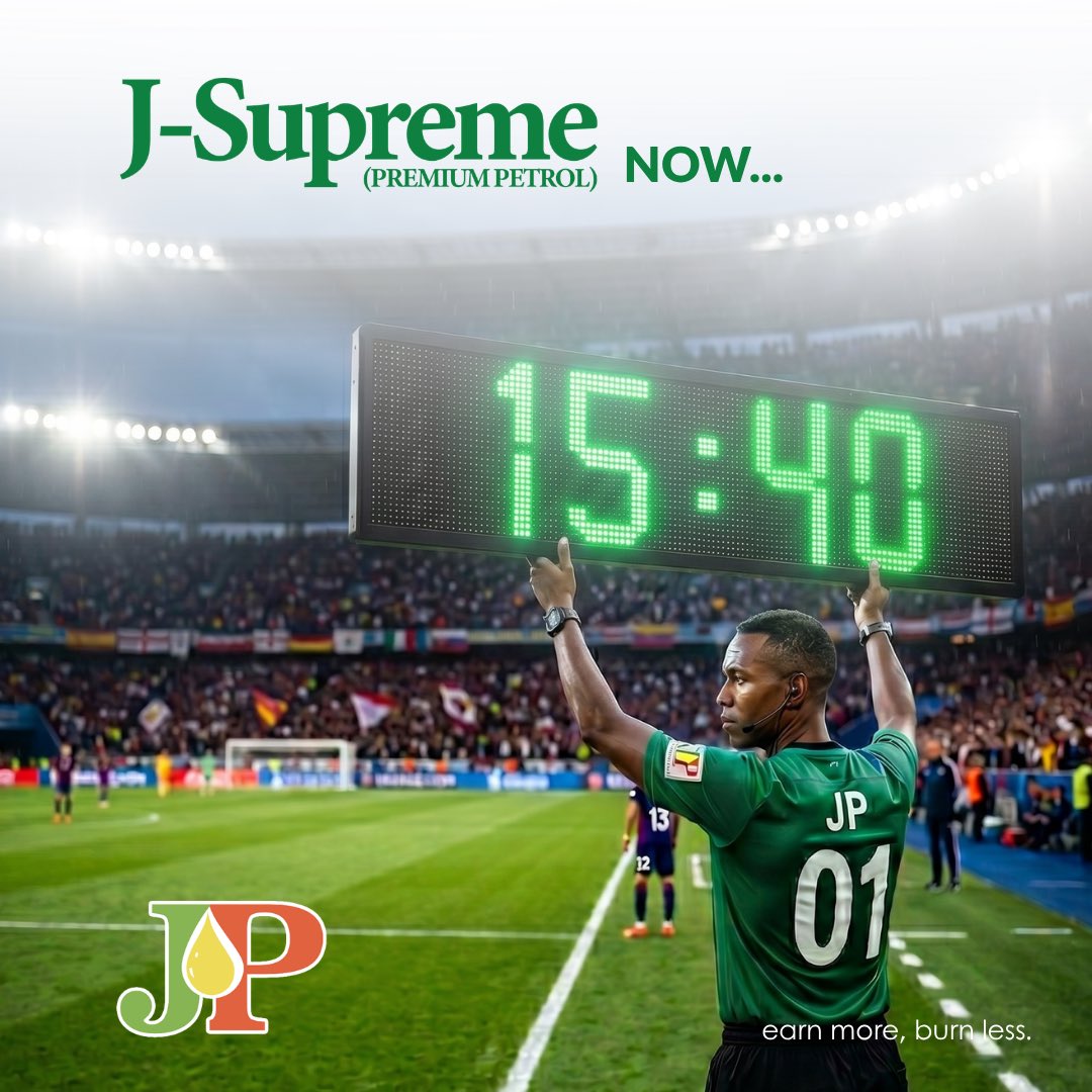 jptrusteesltd's tweet photo. Dear Valued Customer,
Please be informed that there have been updates to our pump prices. We sincerely appreciate your continued patronage and support
Thank you for choosing JP.
#earnmore #burnless #worldcup2026 #fypp https://t.co/oK7Z32AhnI