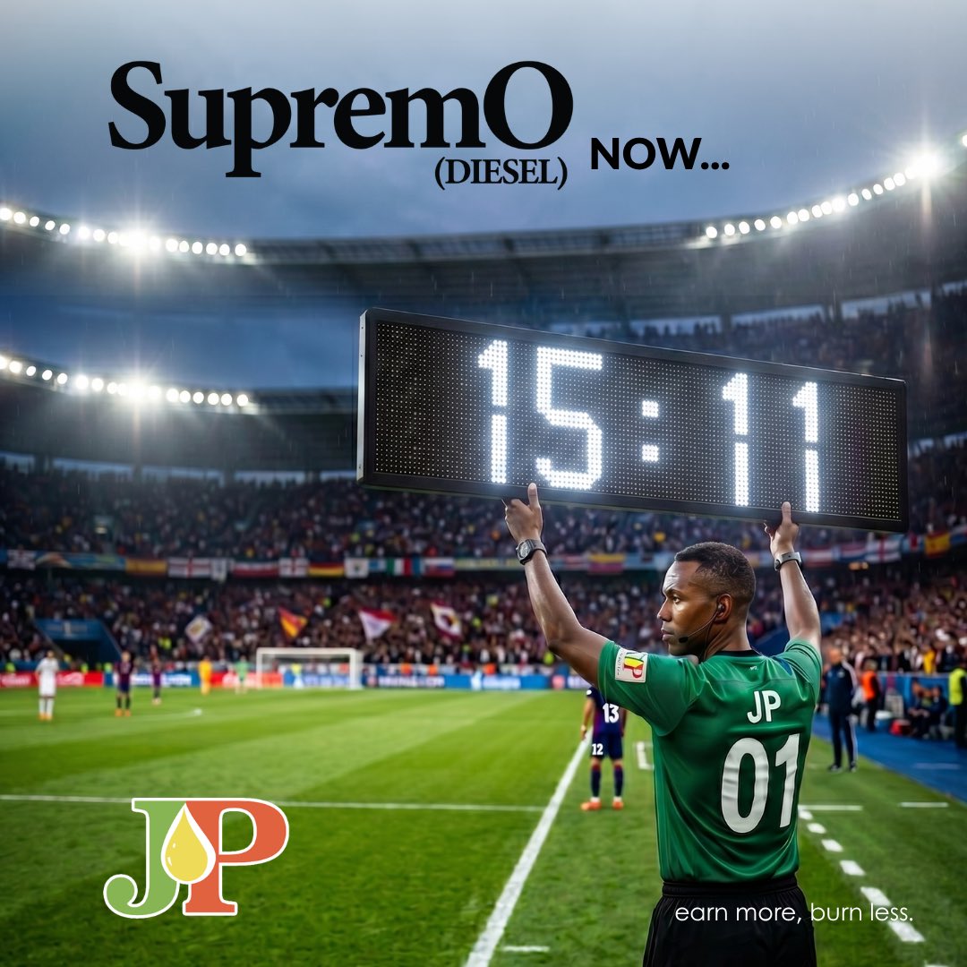 jptrusteesltd's tweet photo. Dear Valued Customer,
Please be informed that there have been updates to our pump prices. We sincerely appreciate your continued patronage and support
Thank you for choosing JP.
#earnmore #burnless #worldcup2026 #fypp https://t.co/oK7Z32AhnI
