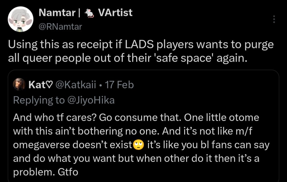 RNamtar's tweet photo. Reminder that homophobes are allowed to take queer tropes but still hate them in their community. https://t.co/tomZm9RynJ